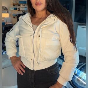 Boohoo Cream Bomber Jacket for Women